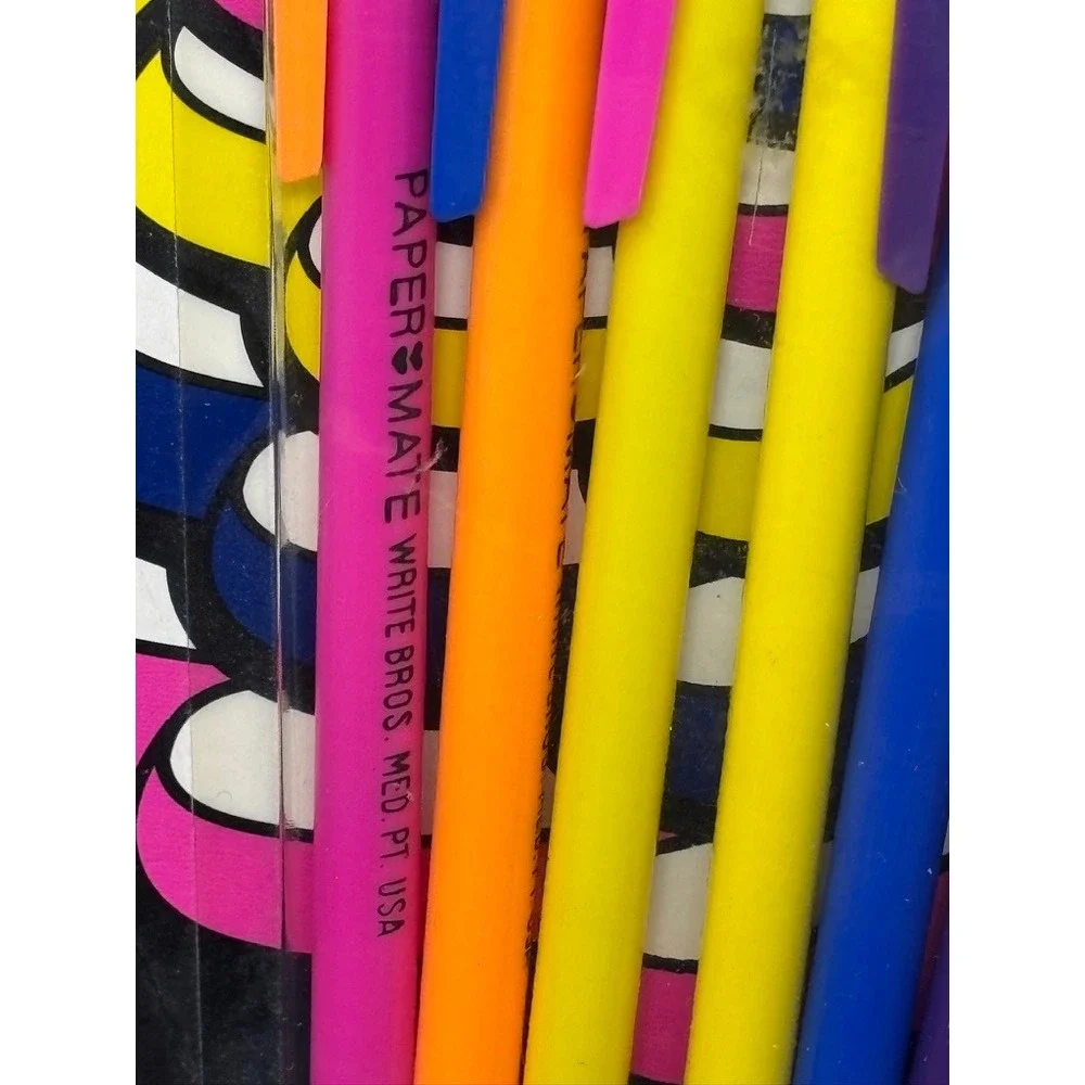 Vtg 1990 Paper Mate‎ Pizazz Pens Wright Bros Medium Point Black Ink Ballpoint x6
